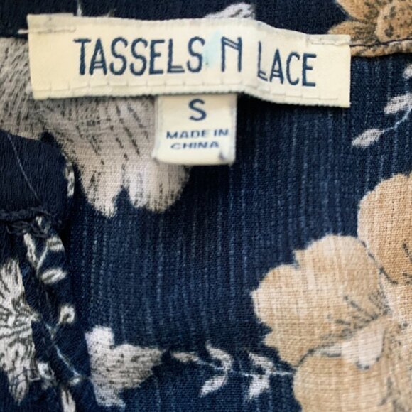 Tassels-N-Lace Floral BOHO Dress Sz S #96P - Picture 5 of 6